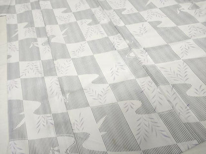 平和屋着物＊夏物　小紋　絽　流水市松文　洗える着物　AABH1946ck