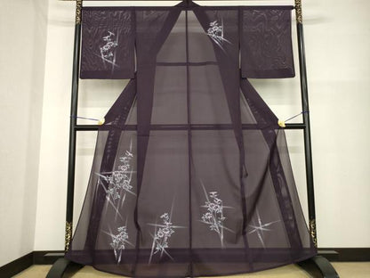 平和屋着物＊夏物　訪問着　絽　手描き　草花文　洗える着物　AABH1949ck