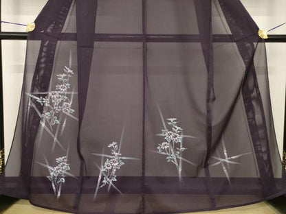 平和屋着物＊夏物　訪問着　絽　手描き　草花文　洗える着物　AABH1949ck