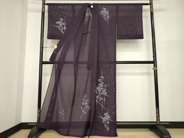 平和屋着物＊夏物　訪問着　絽　手描き　草花文　洗える着物　AABH1949ck