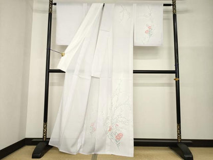 平和屋着物＊夏物 訪問着 絽 草花文 洗える着物 AABH1953ck