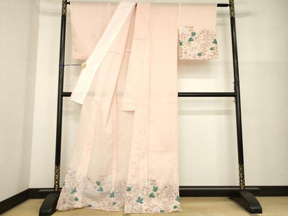 平和屋着物＊夏物 訪問着 絽 草花文 洗える着物 AABH1955ck
