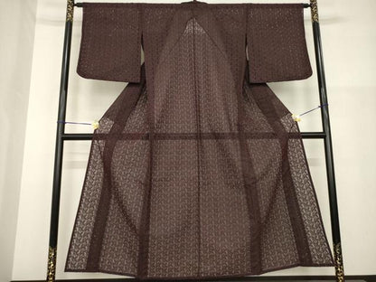 平和屋着物＊夏物　小紋　総レース　花尽くし　黒地　洗える着物　AABH1957ck