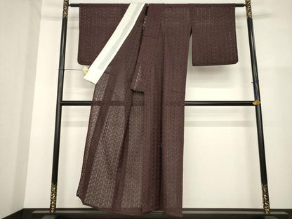 平和屋着物＊夏物　小紋　総レース　花尽くし　黒地　洗える着物　AABH1957ck