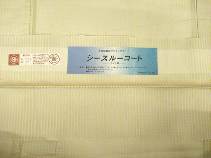 平和屋着物＊夏物 小紋 紗 すかし織 格子 コート地 反端付き 正絹 逸品 AABH1959ck