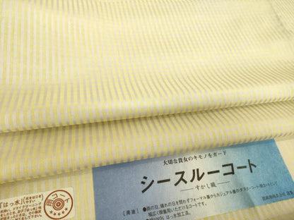 平和屋着物＊夏物 小紋 紗 すかし織 格子 コート地 反端付き 正絹 逸品 AABH1959ck