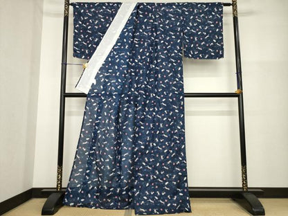 平和屋着物＊夏物 小紋 絽 猫 洗える着物 未使用 AABH1961ck