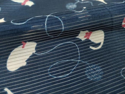 平和屋着物＊夏物 小紋 絽 猫 洗える着物 未使用 AABH1961ck