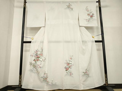 平和屋着物＊夏物 訪問着 絽 友禅 草花文 正絹 逸品 AABH1964ck