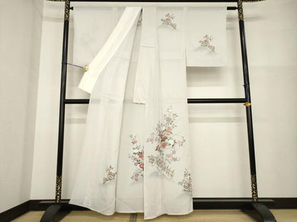 平和屋着物＊夏物 訪問着 絽 友禅 草花文 正絹 逸品 AABH1964ck