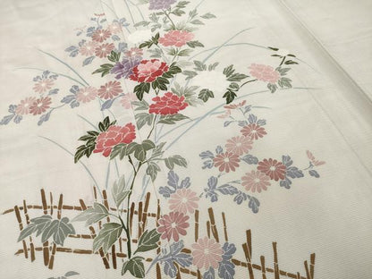 平和屋着物＊夏物 訪問着 絽 友禅 草花文 正絹 逸品 AABH1964ck