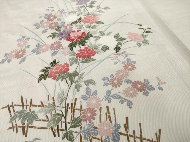 平和屋着物＊夏物 訪問着 絽 友禅 草花文 正絹 逸品 AABH1964ck