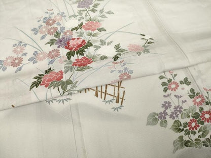 平和屋着物＊夏物 訪問着 絽 友禅 草花文 正絹 逸品 AABH1964ck