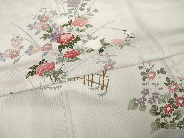平和屋着物＊夏物 訪問着 絽 友禅 草花文 正絹 逸品 AABH1964ck