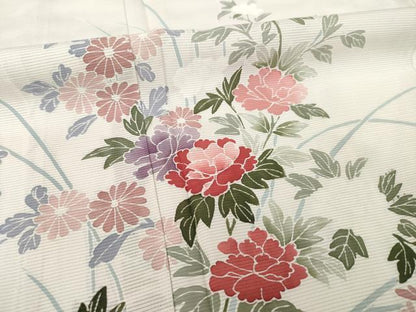 平和屋着物＊夏物 訪問着 絽 友禅 草花文 正絹 逸品 AABH1964ck