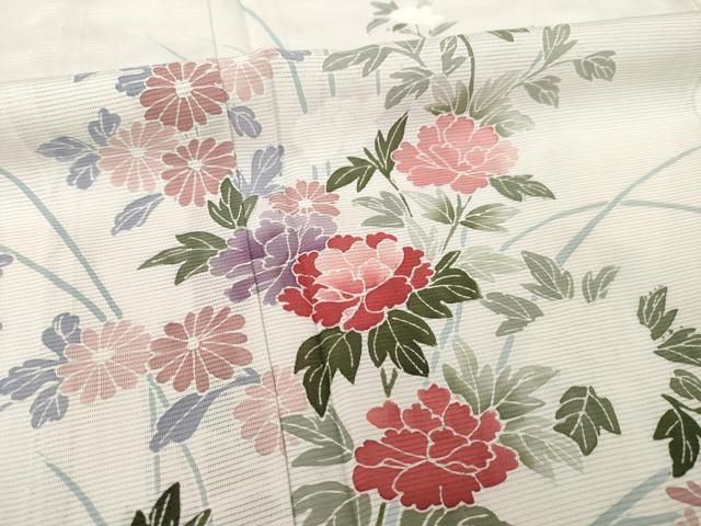 平和屋着物＊夏物 訪問着 絽 友禅 草花文 正絹 逸品 AABH1964ck