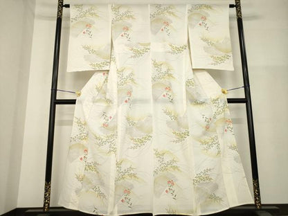 平和屋着物＊夏物 小紋 絽 草花文 暈し染め 三越扱い 正絹 逸品 AABH1967ck