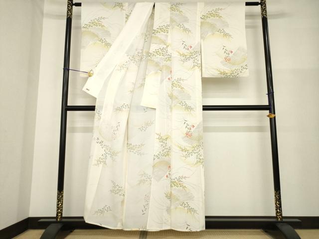 平和屋着物＊夏物 小紋 絽 草花文 暈し染め 三越扱い 正絹 逸品 AABH1967ck