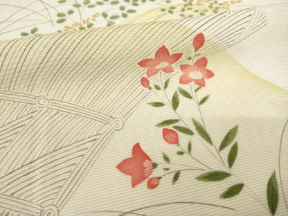 平和屋着物＊夏物 小紋 絽 草花文 暈し染め 三越扱い 正絹 逸品 AABH1967ck