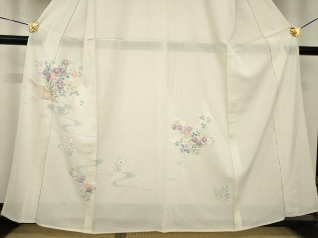 平和屋着物＊夏物 訪問着 絽 流水花文 高島屋扱い 正絹 逸品 AABH1969ck