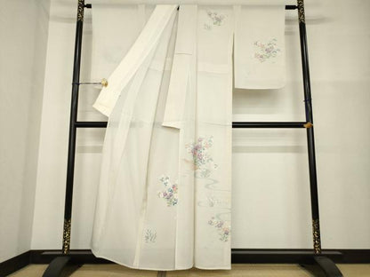 平和屋着物＊夏物 訪問着 絽 流水花文 高島屋扱い 正絹 逸品 AABH1969ck