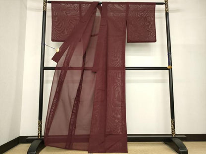 平和屋着物＊夏物 色無地 絽 葡萄茶色 洗える着物 AABH1972ck