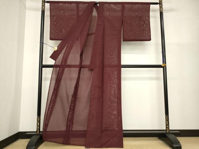 平和屋着物＊夏物 色無地 絽 葡萄茶色 洗える着物 AABH1972ck