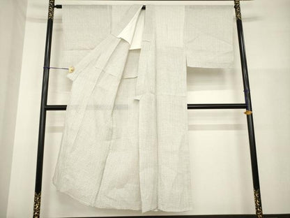 平和屋着物＊夏物 男性 上布 変わり格子 麻 逸品 AABH1975ck