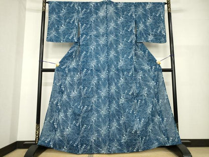 平和屋着物＊夏物 小紋・浴衣兼用 綿紅梅 草花文 綿 逸品 AABH1976ck