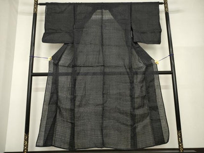 平和屋着物＊夏物 重要無形文化財 本場宮古上布 苧麻 変わり格子 逸品 AABH1978ck