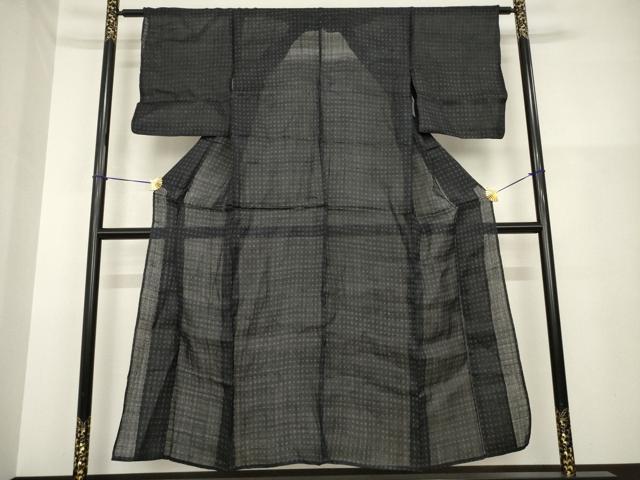 平和屋着物＊夏物 重要無形文化財 本場宮古上布 苧麻 変わり格子 逸品 AABH1978ck