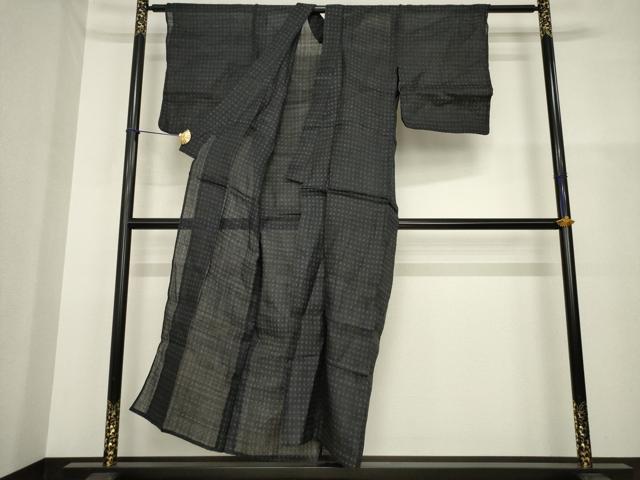 平和屋着物＊夏物 重要無形文化財 本場宮古上布 苧麻 変わり格子 逸品 AABH1978ck