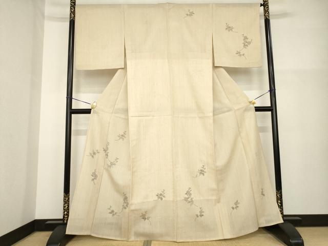 平和屋着物＊夏物 訪問着 作家物 紬地 草花文 正絹 逸品 AABH1981ck