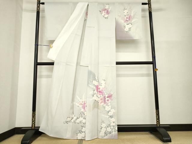 平和屋着物＊夏物 訪問着 絽 友禅 作家物 草花文 金彩 正絹 逸品 未使用 AABH1982ck