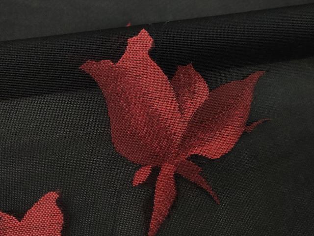 平和屋着物＊夏物 小紋 紗 草花文 黒地 正絹 逸品 AABH1983ck