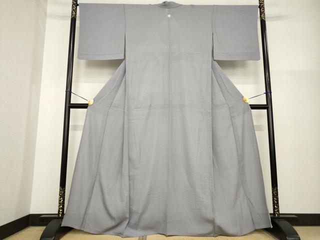平和屋着物＊夏物 色無地 縦絽 江戸鼠色 正絹 逸品 AABH1988ck