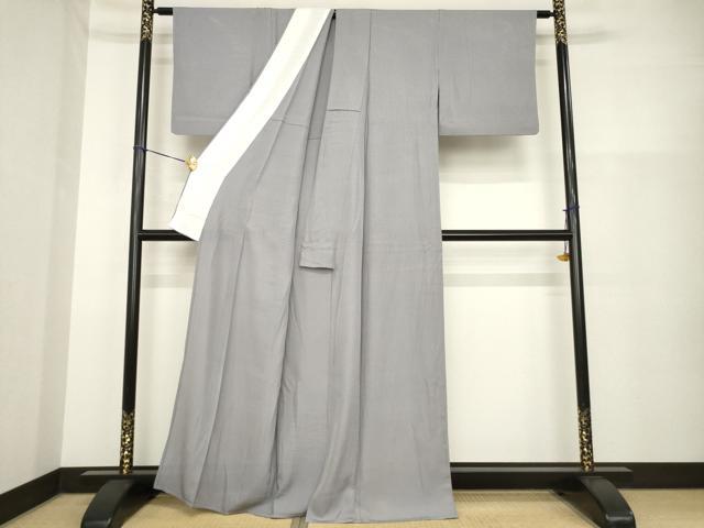 平和屋着物＊夏物 色無地 縦絽 江戸鼠色 正絹 逸品 AABH1988ck