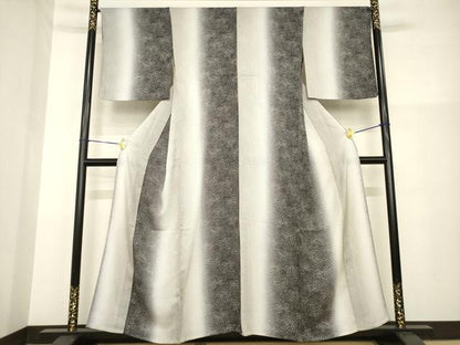 平和屋着物＊夏物 小紋 葉尽くし間道 暈し染め 正絹 逸品 AABH1990ck
