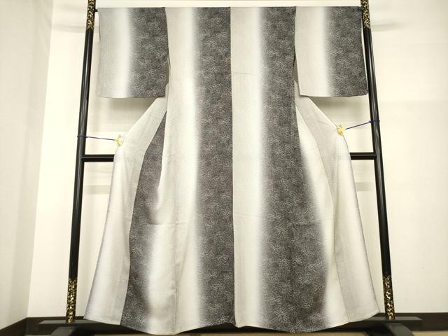 平和屋着物＊夏物 小紋 葉尽くし間道 暈し染め 正絹 逸品 AABH1990ck