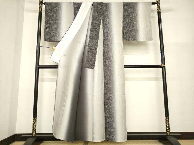 平和屋着物＊夏物 小紋 葉尽くし間道 暈し染め 正絹 逸品 AABH1990ck