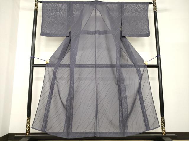 平和屋着物＊夏物 色無地 霞紋紗 葡萄鼠色 正絹 逸品 AABH1997ck