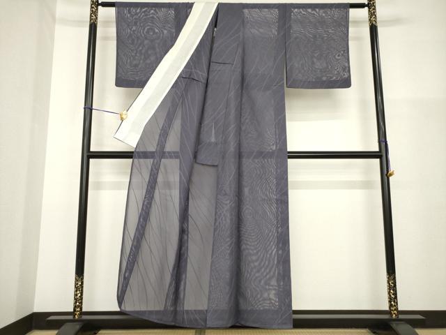 平和屋着物＊夏物 色無地 霞紋紗 葡萄鼠色 正絹 逸品 AABH1997ck