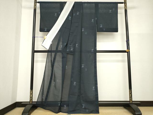 平和屋着物＊夏物 紋紬 帆掛け船 正絹 逸品 AABH1998ck