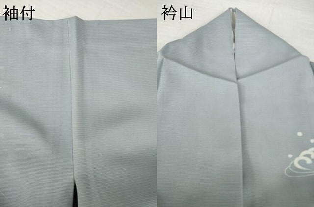 平和屋着物＊夏物　訪問着　絽　友禅　駒刺繍　立波文　暈し染め　銀彩　正絹　逸品　AABH1999ck