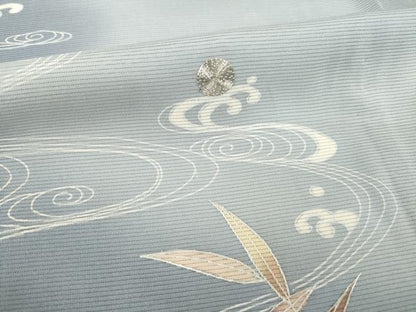 平和屋着物＊夏物　訪問着　絽　友禅　駒刺繍　立波文　暈し染め　銀彩　正絹　逸品　AABH1999ck