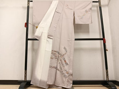 平和屋着物●訪問着　刺繍　草花宝尽くし　井藤正製　反端付き　正絹　逸品　未使用　AABH2003ph