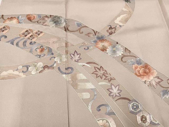 平和屋着物●訪問着　刺繍　草花宝尽くし　井藤正製　反端付き　正絹　逸品　未使用　AABH2003ph
