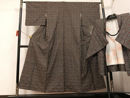 平和屋着物●本場大島紬　龍郷絣　秋名バラ　アンサンブル　正絹　逸品　AABH2004ph