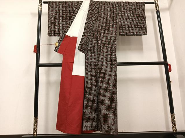 平和屋着物○本場大島紬 龍郷絣 秋名バラ アンサンブル 正絹 逸品