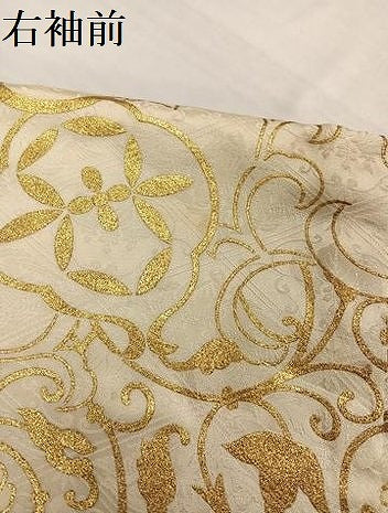 平和屋着物●訪問着　駒刺繍　絞り　花唐草文　金彩　正絹　逸品　未使用　AABH2010ph